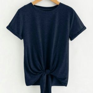 Knotted Hem Cuffed Marled Tee